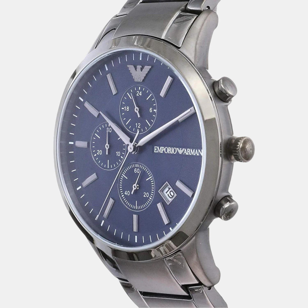 Ar11265 Emporio Armani Men Quartz Blue Dial Chronograph Stainless Steel Watch ...