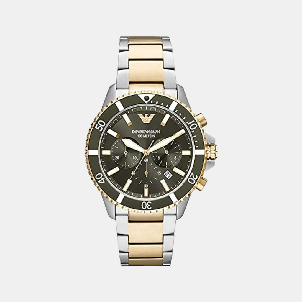 Emporio Armani Round Green Chronograph watch