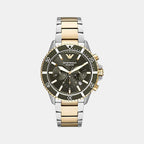Emporio Armani Round Green Chronograph watch