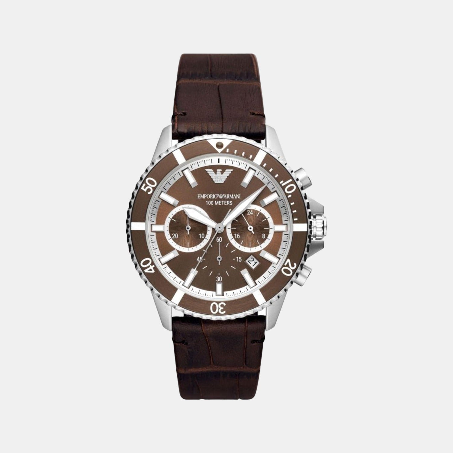 Emporio Armani Round Brown Chronograph watch
