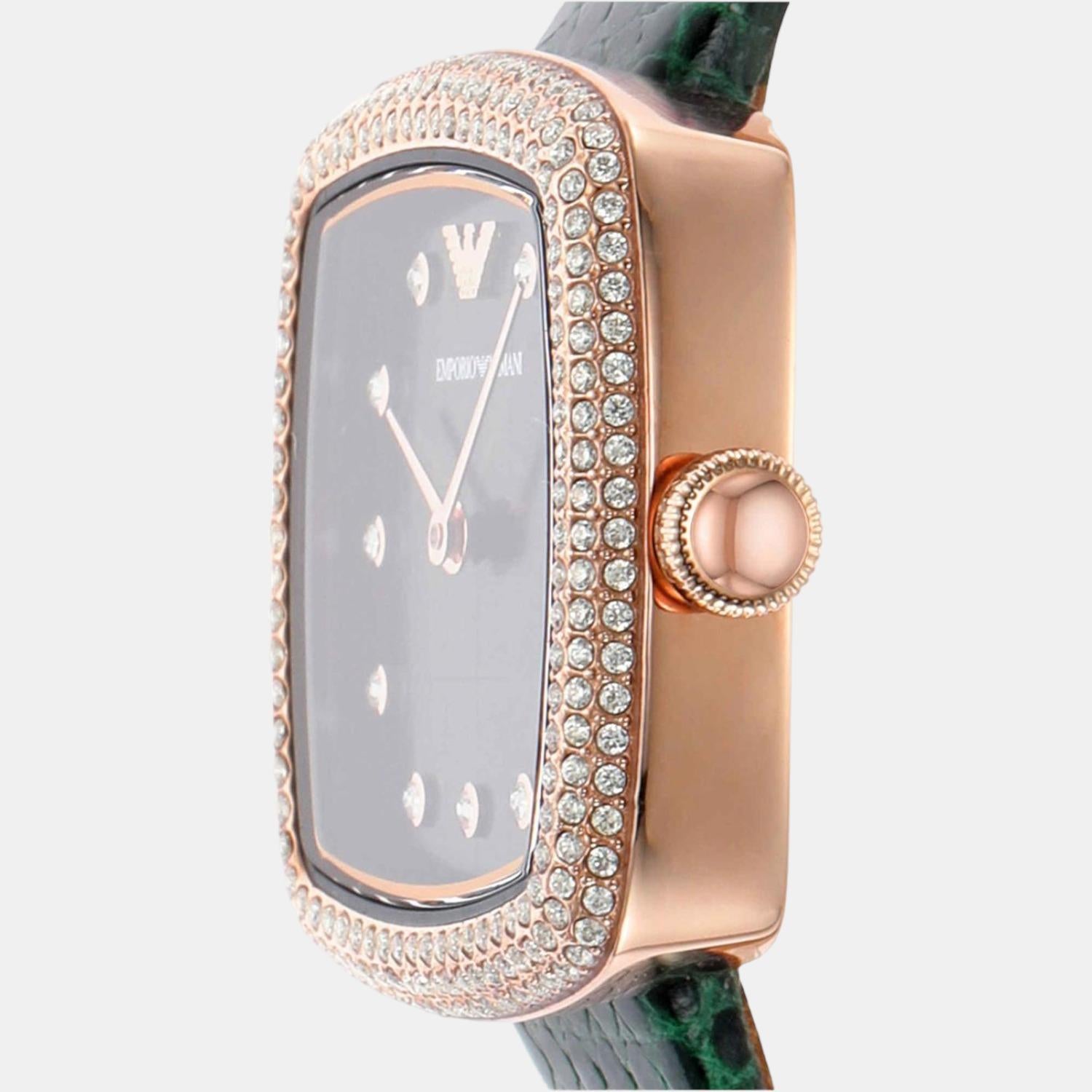 Emporio Armani Female Green Analog Leather Watch | Emporio Armani