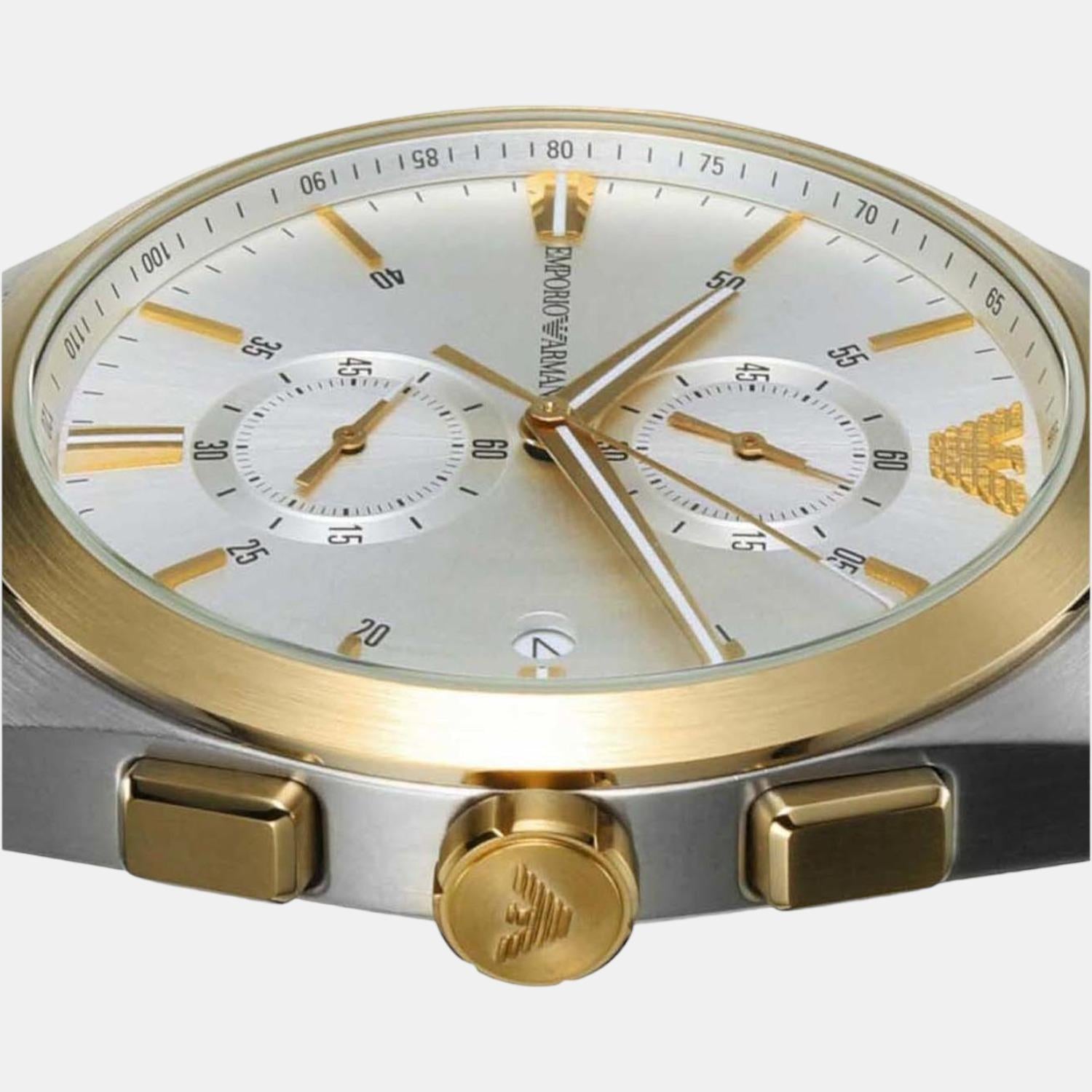Chronograph Leather Time – Silver In Watch Armani Emporio Quartz | Just Armani Emporio Male