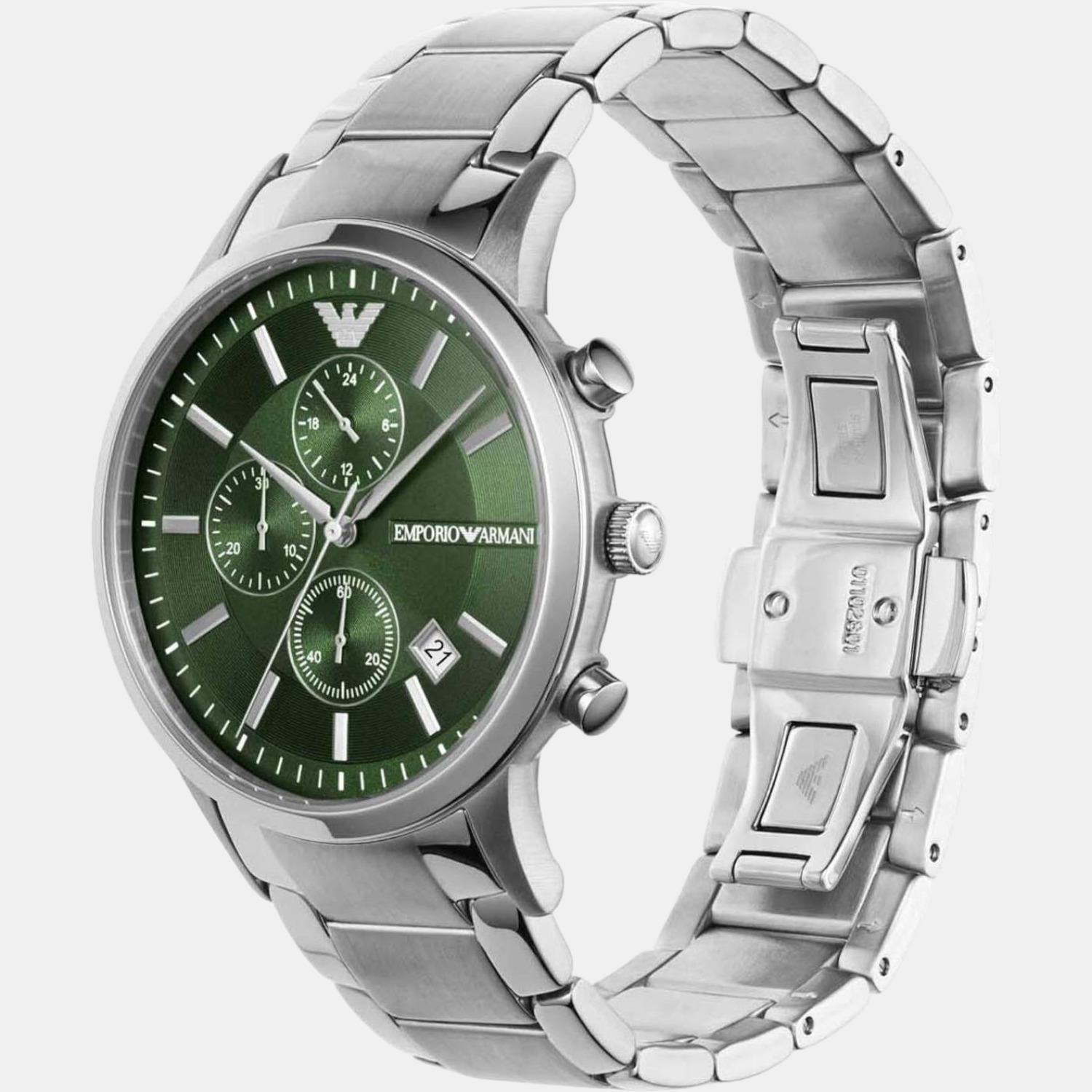 Emporio Armani Male Green Quartz Stainless Steel Chronograph Watch