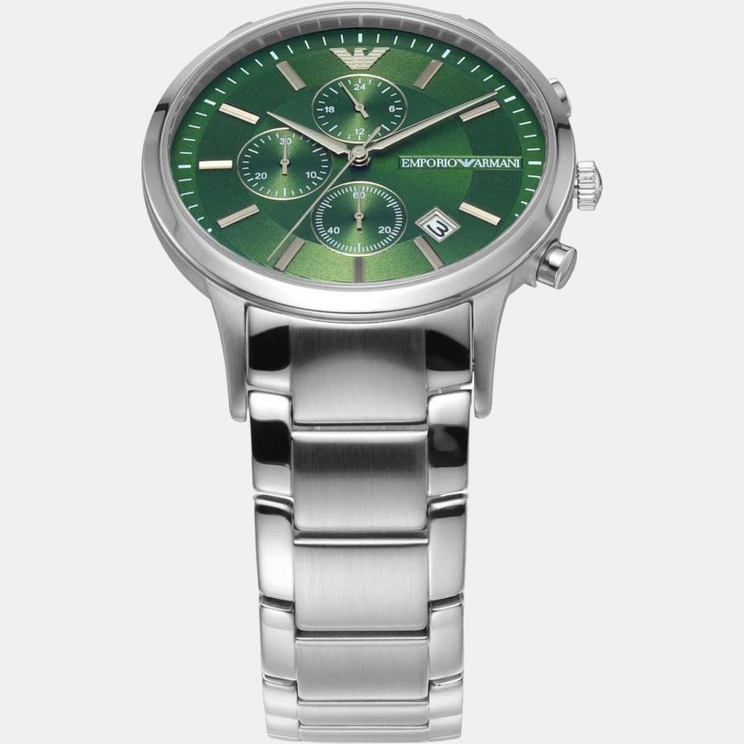Emporio Armani Male Green Quartz Just | Armani Time Steel Watch Emporio In Chronograph – Stainless