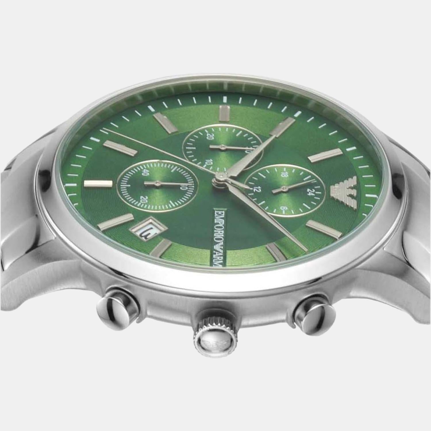 Emporio Armani Male Green Quartz Stainless Steel Chronograph Watch