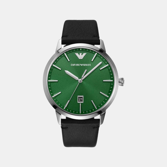 Male Green Analog Leather Watch AR11509