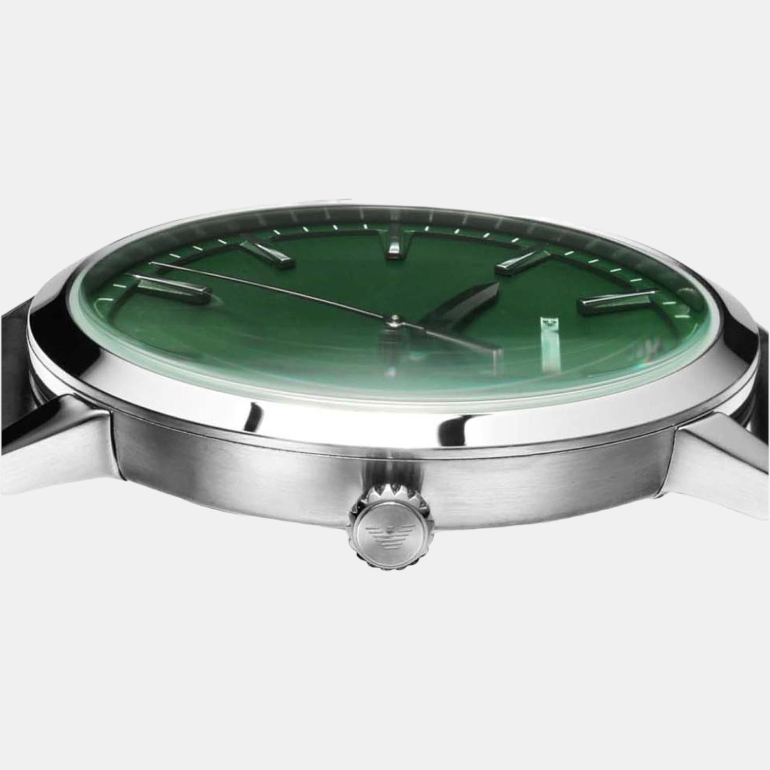 Emporio Armani Male Green Analog Leather Watch | Emporio Armani