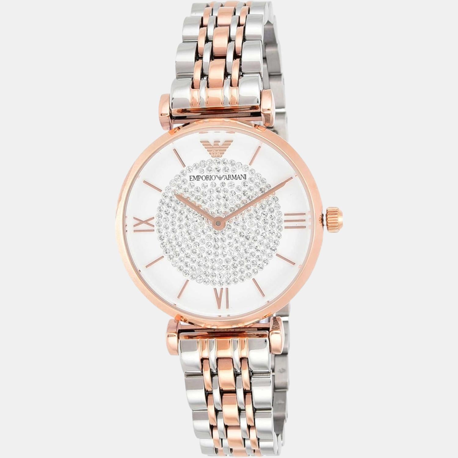 Emporio Armani Female White Analog Stainless Steel Watch Emporio