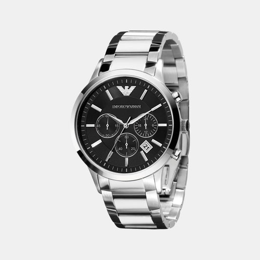 Male Black Stainless Steel Chronograph Watch AR2434