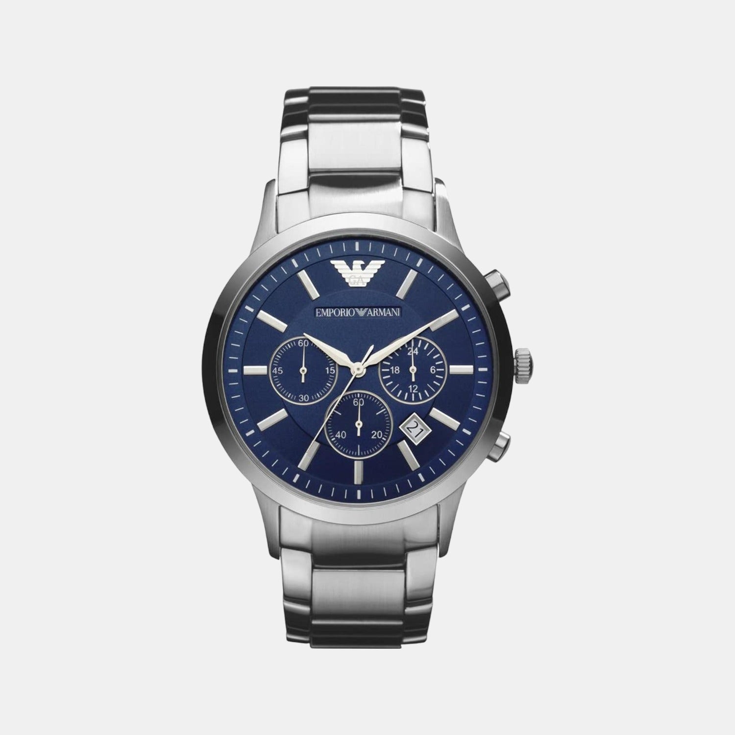Emporio Armani Renato Men Quartz Blue Dial Chronograph Stainless Steel Watch AR2448