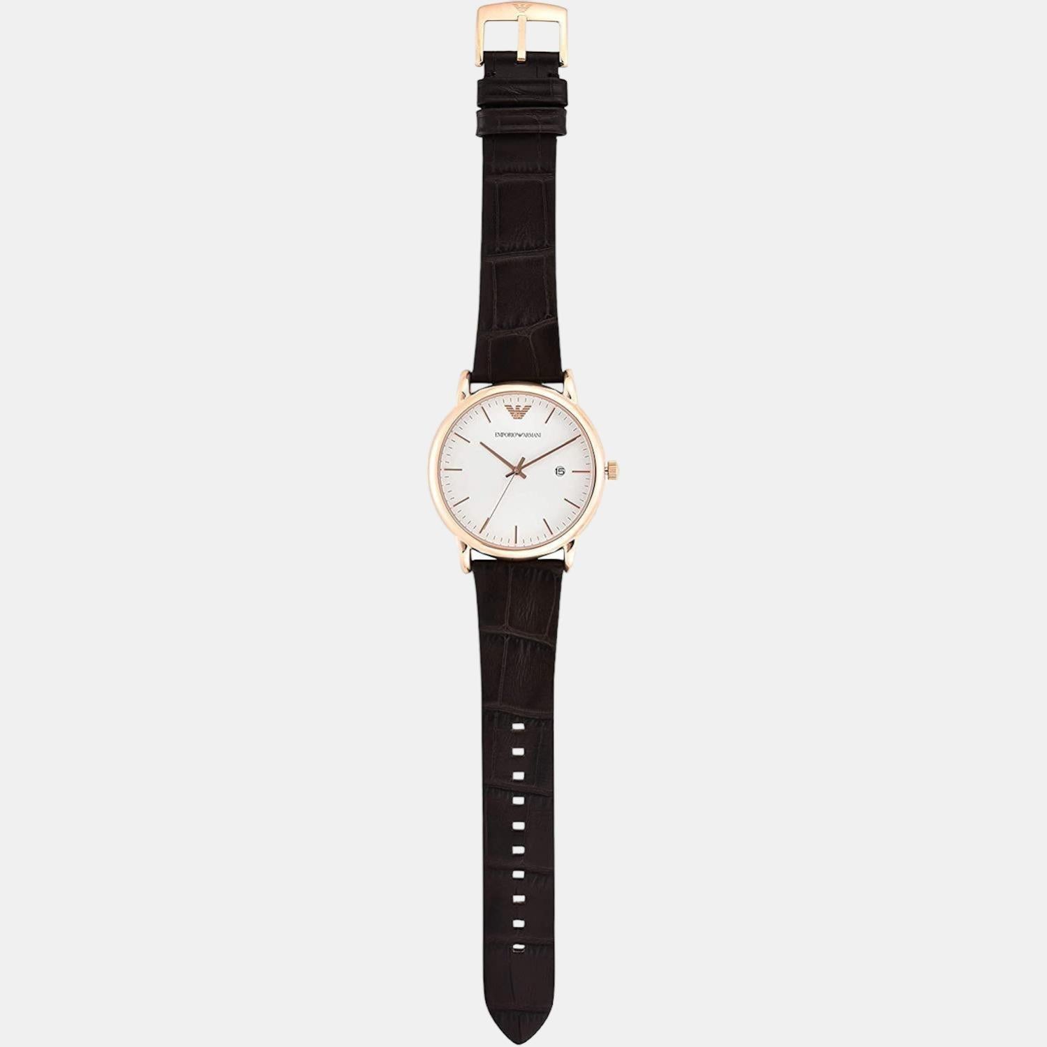 Emporio Armani Male White Analog Leather Watch Emporio Armani