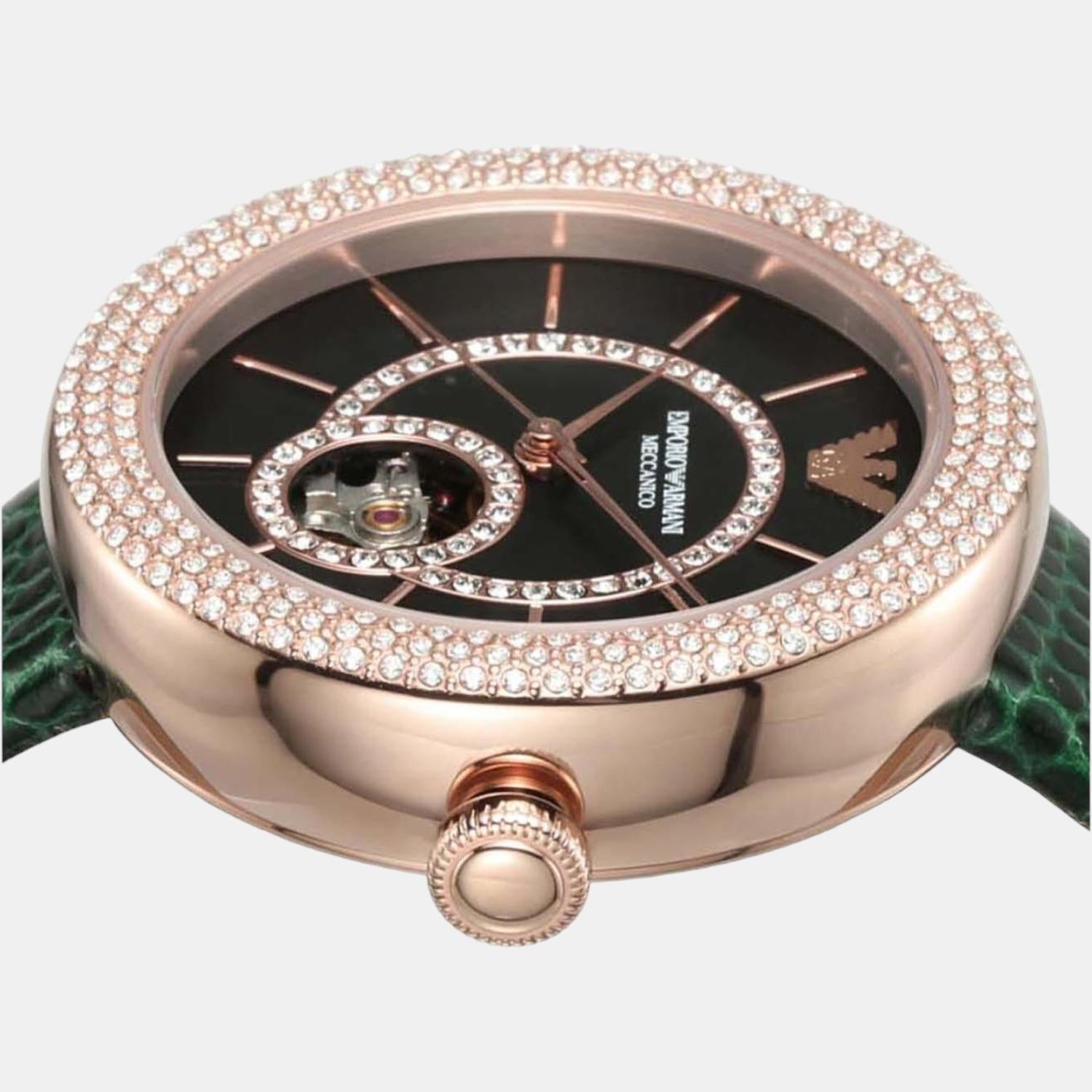 Armani black shop rose gold watch