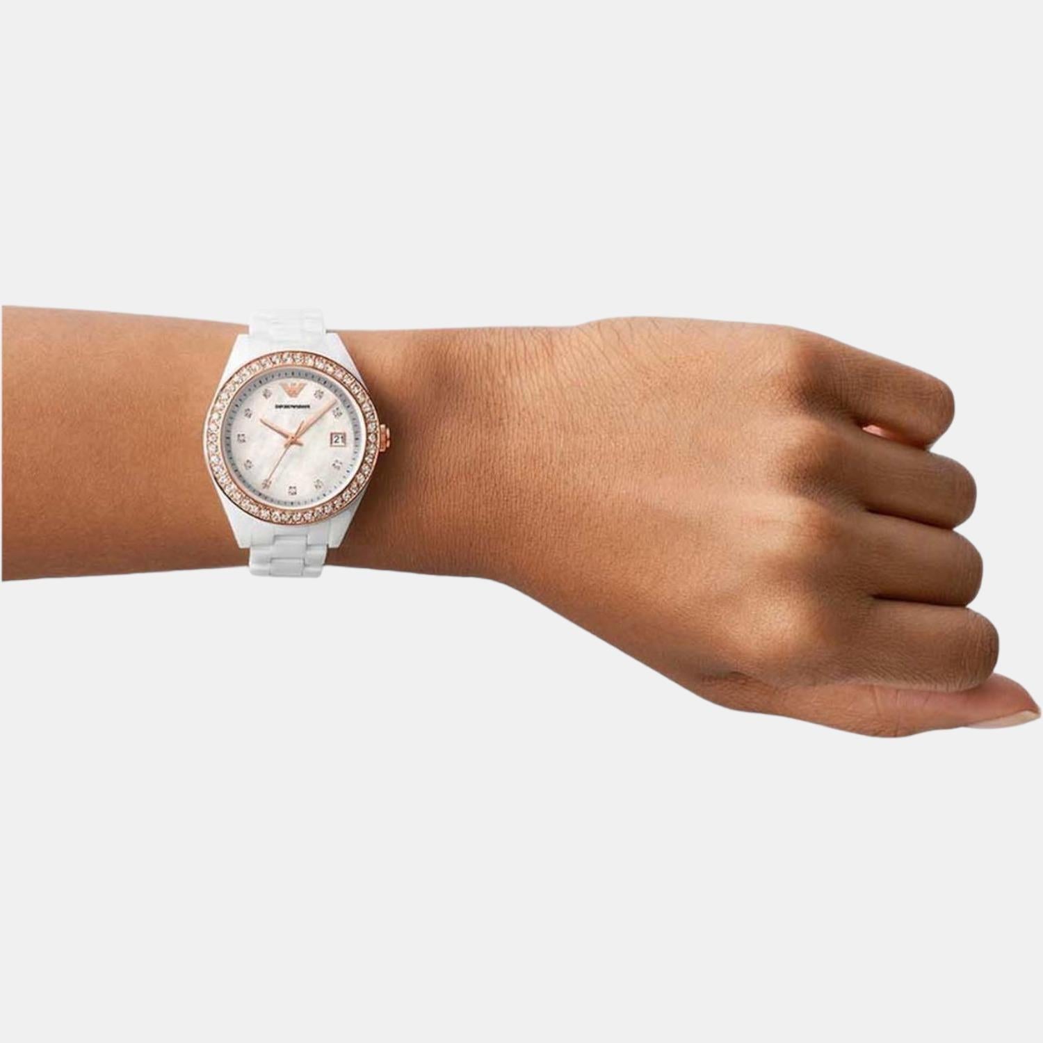 Armani ceramic hot sale watch white