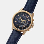 Armani Exchange Leather Blue watch