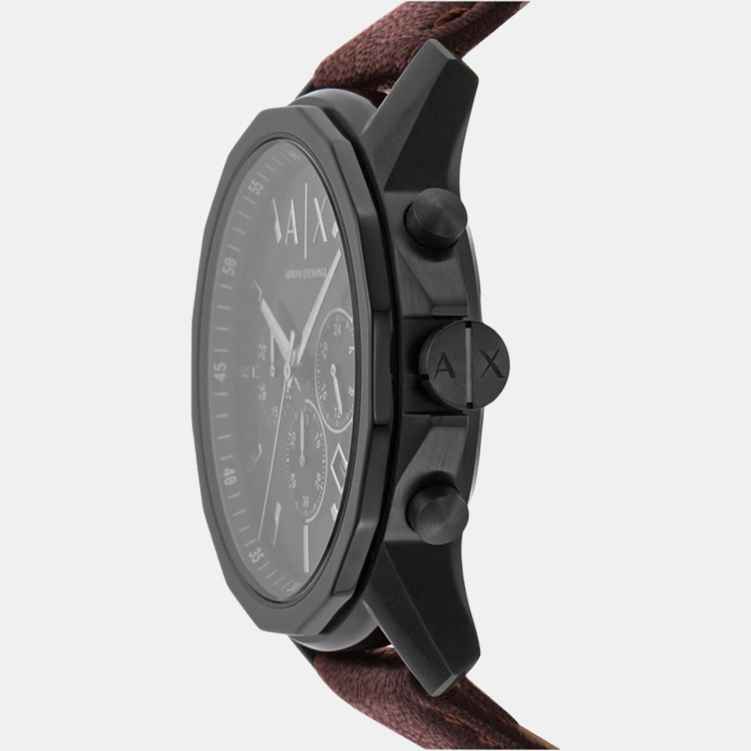 Armani Exchange Male Black Quartz Leather Chronograph Watch | Armani  Exchange – Just In Time
