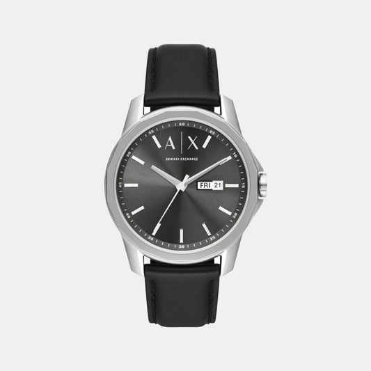 Male Grey Analog Leather Watch AX1735