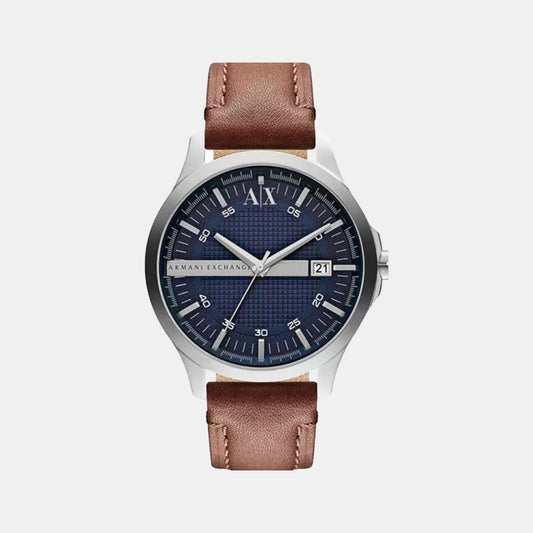 Male Blue Analog Leather Watch AX2133
