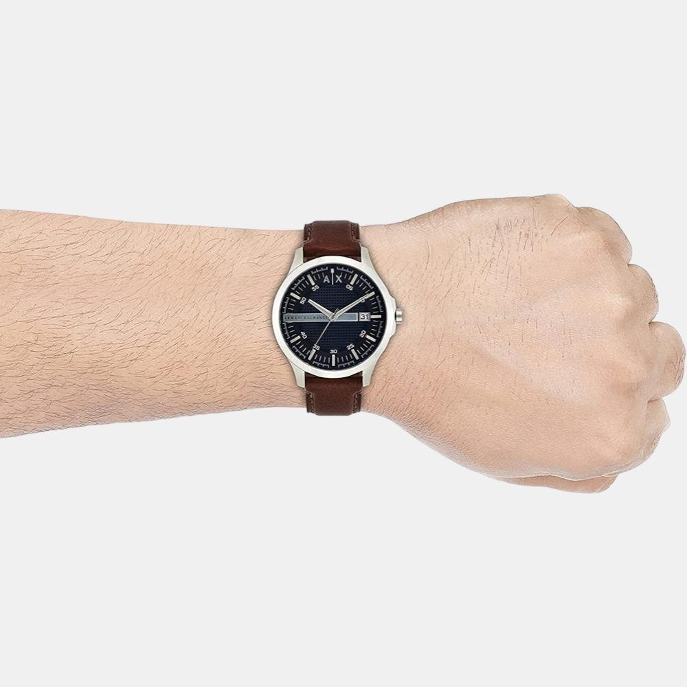 Armani Exchange Male Blue Analog Leather Watch Armani Exchange