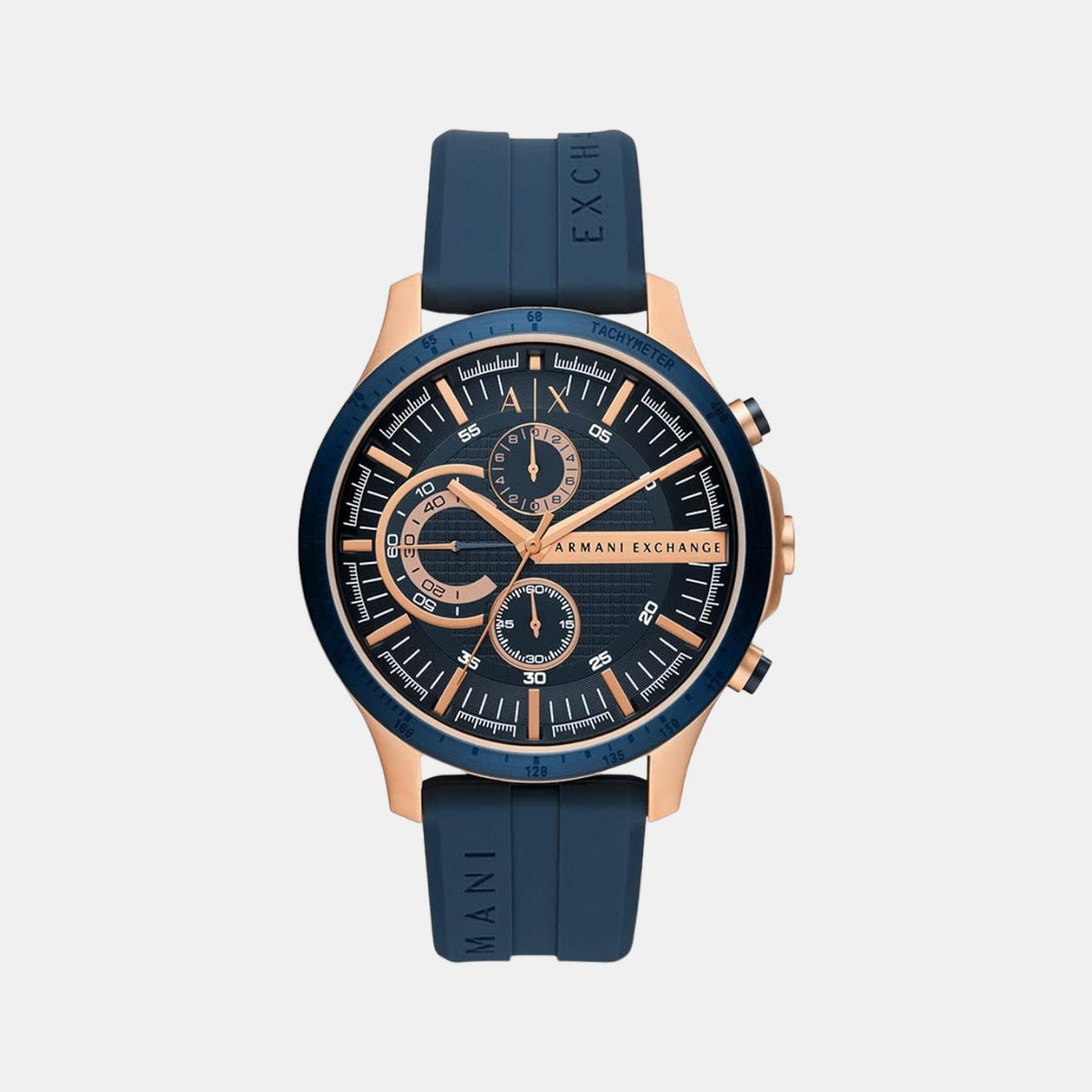 Men Armani Exchange AX2440 Blue Chronograph Silicone Watch - Image 1