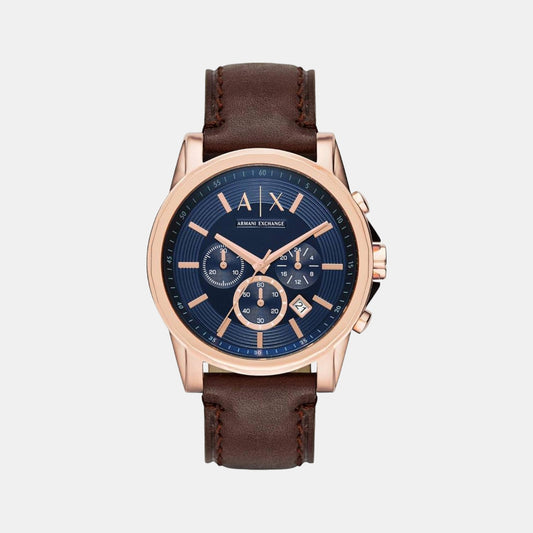 Male Blue Leather Chronograph Watch AX2508I