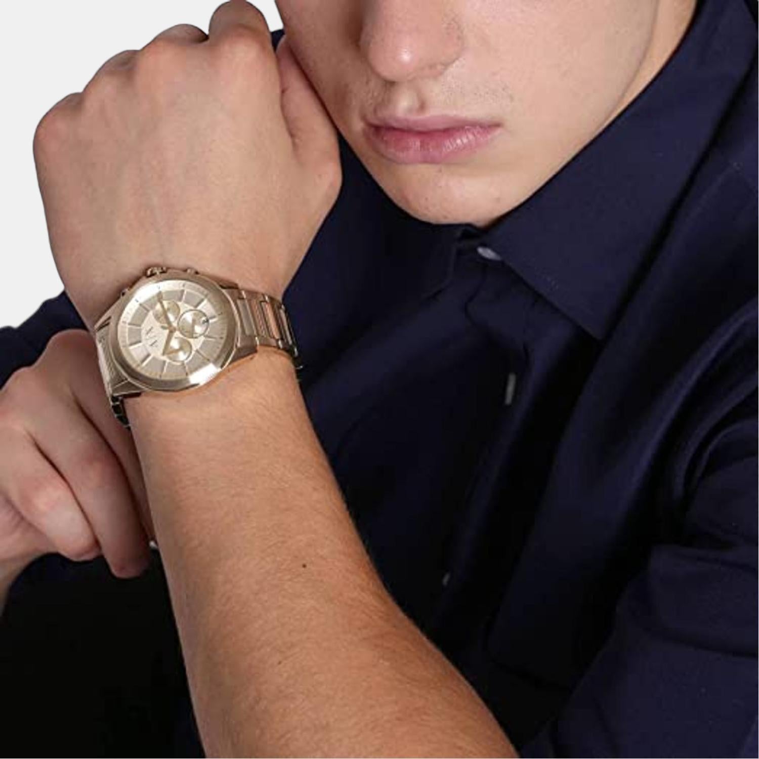 Armani Exchange Male Gold Quartz Stainless Steel Chronograph Watch | Armani  Exchange – Just In Time