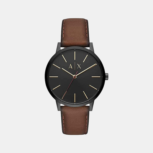 Male Black Analog Leather Watch AX2706