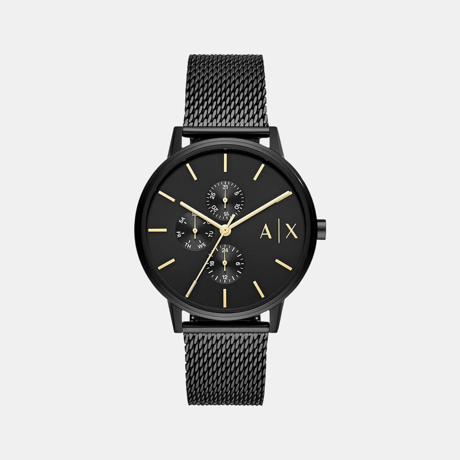 Male Black Stainless Steel Chronograph Watch AX2716