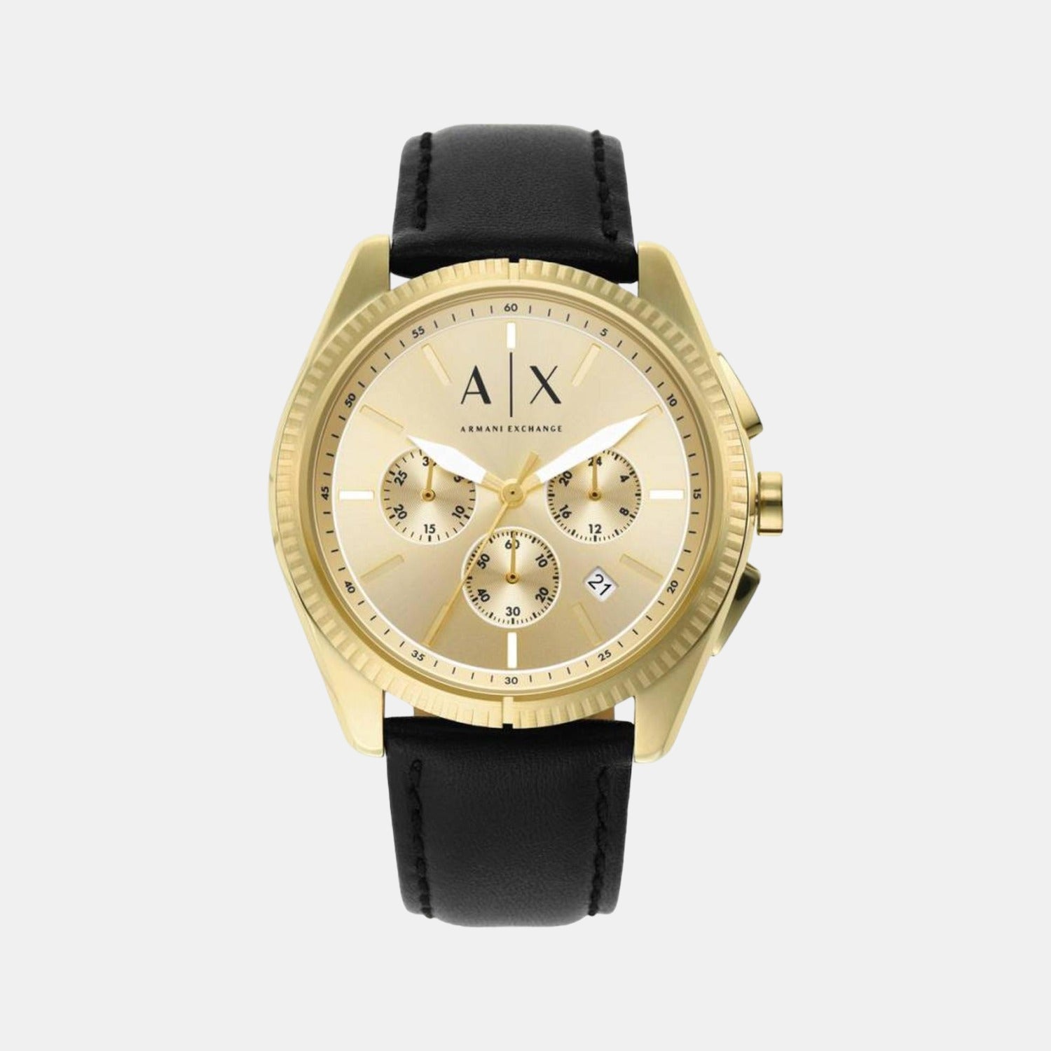 Armani Exchange Male Quartz Leather In Watch | Just Time Exchange Armani Chronograph –