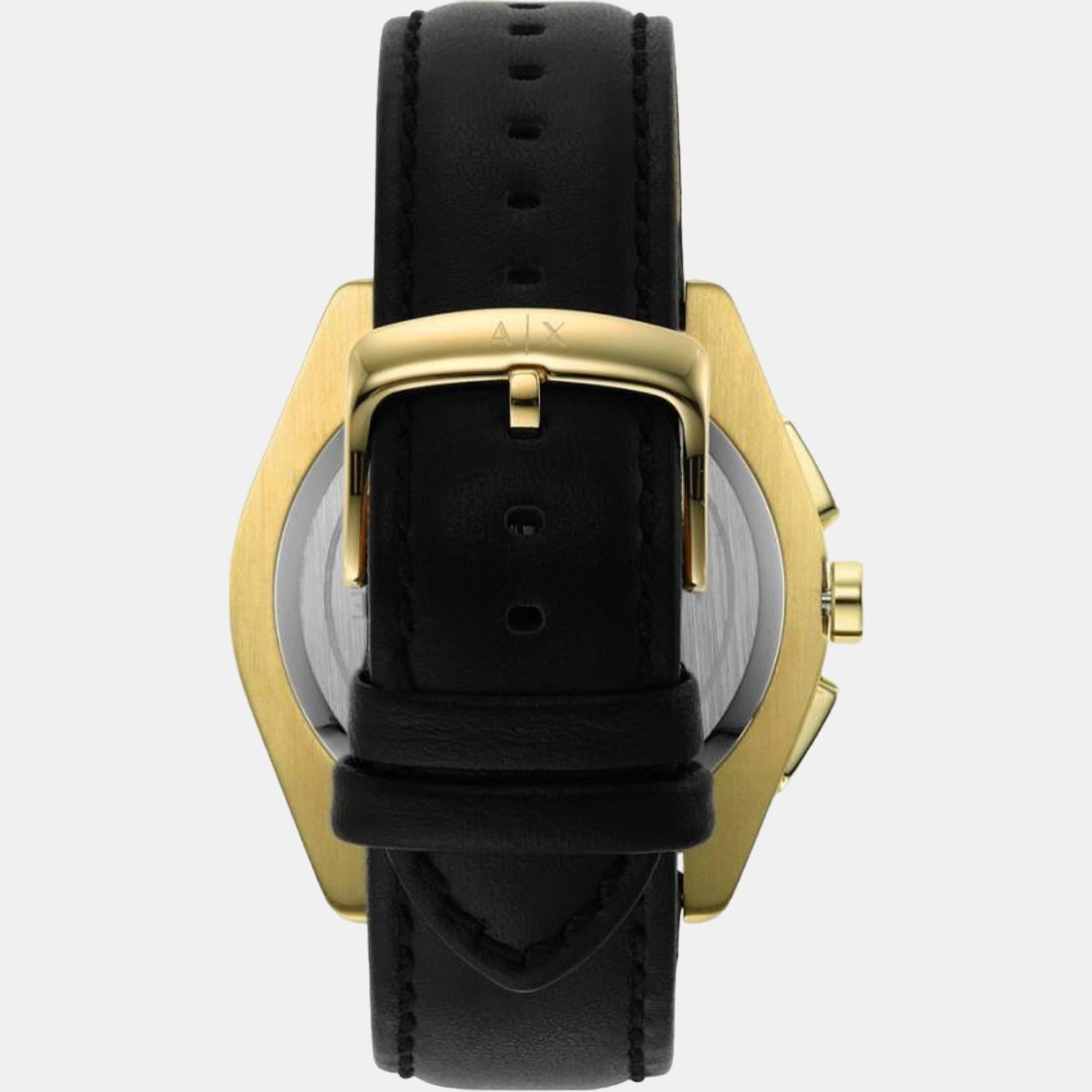 Armani Exchange Male Quartz Leather Chronograph Watch | Armani
