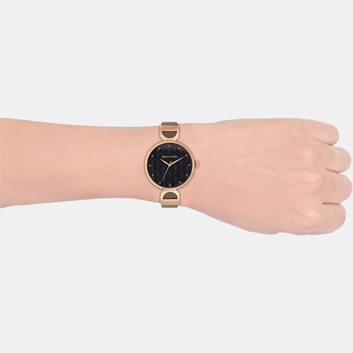 Armani Exchange Female Black Analog Leather Watch | Armani