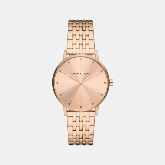 Female Rose Gold Analog Stainless Steel Watch AX5581