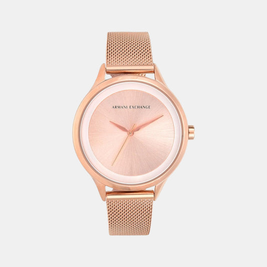 Female Rose Gold Analog Stainless Steel Watch AX5602