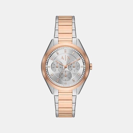 Female Silver Stainless Steel Chronograph Watch AX5655