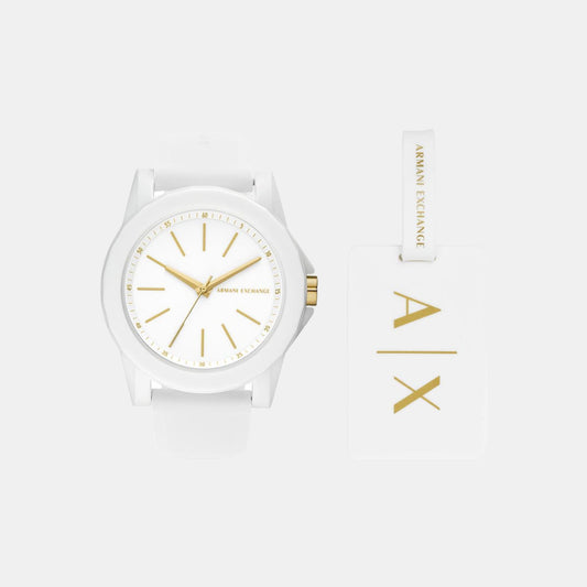 Female White Analog Silicon Watch AX7126