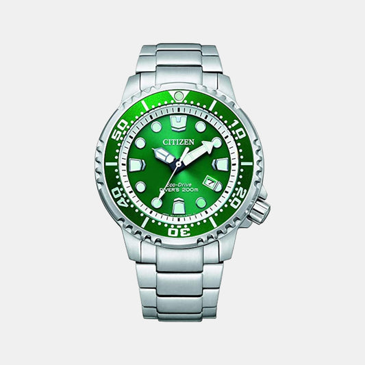 Male Green Analog Stainless Steel Eco-Drive Watch BN0158-85X