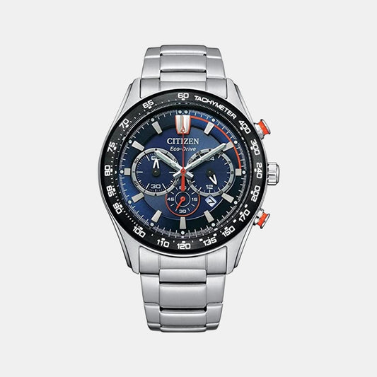Male Blue Stainless Steel Eco-Drive Chronograph Watch CA4486-82L