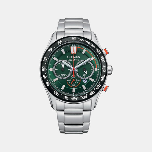 Male Green Stainless Steel Eco-Drive Chronograph Watch CA4486-82X