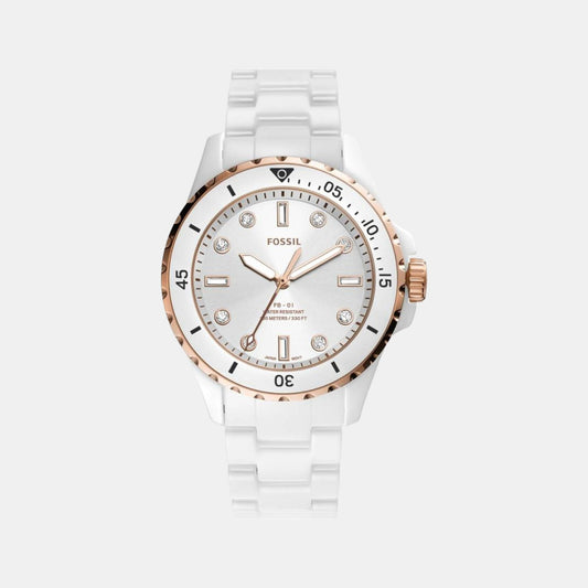 Female White Analog Ceramic Watch CE1107