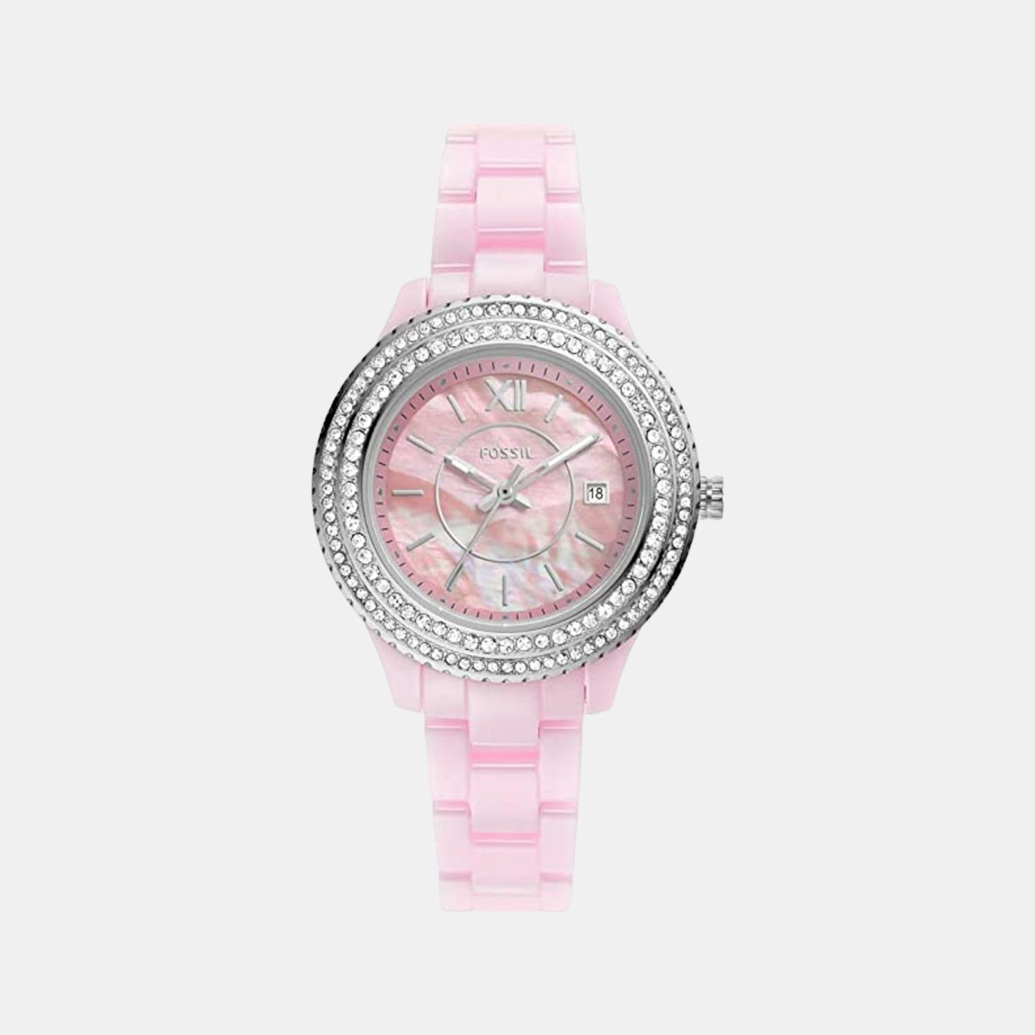 Fossil Female Pink Analog Ceramic Watch Fossil Just In Time