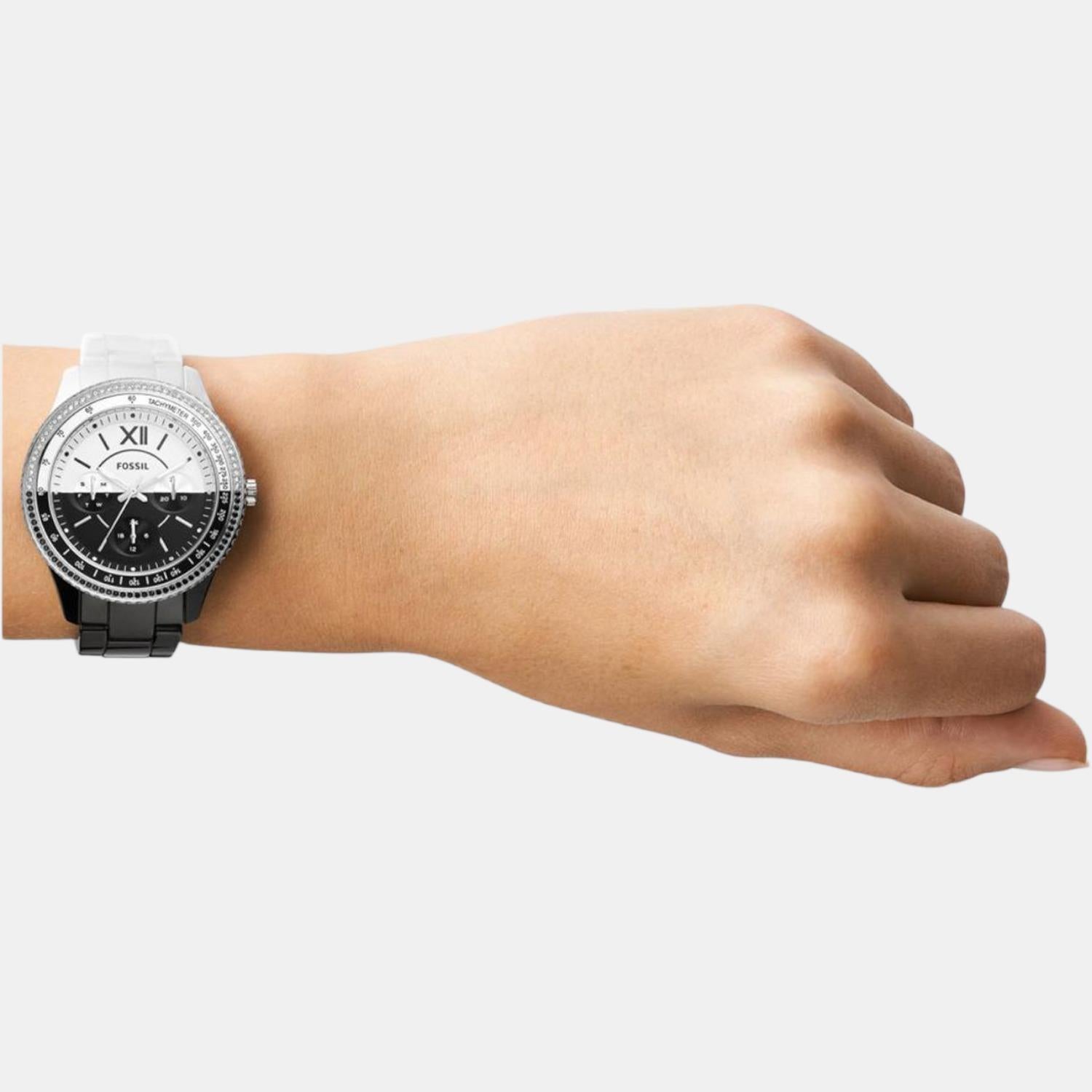 Stella Women Quartz Two Tone Dial Analog Ceramic Watch CE1118