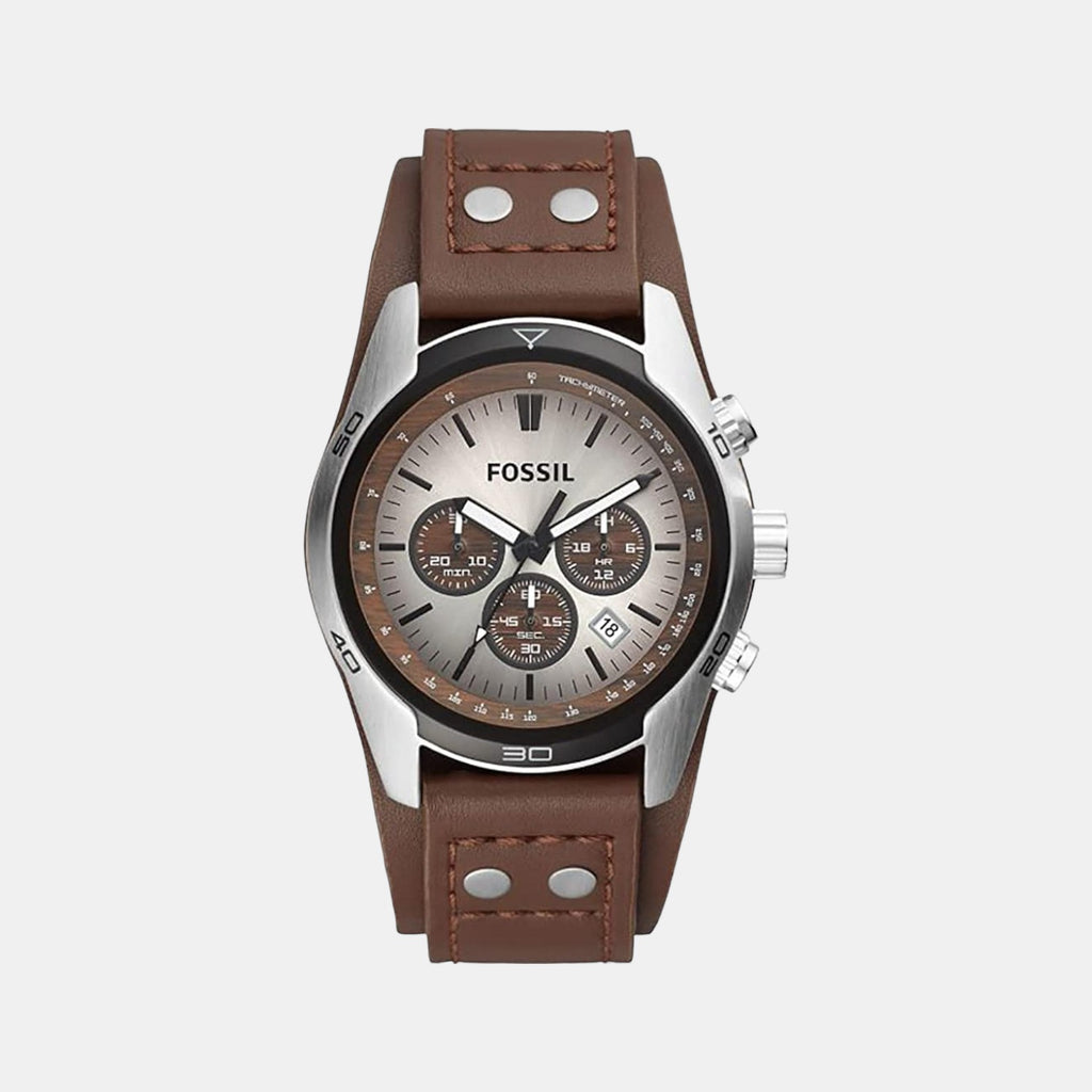 Fossil Round Brown Chronograph watch