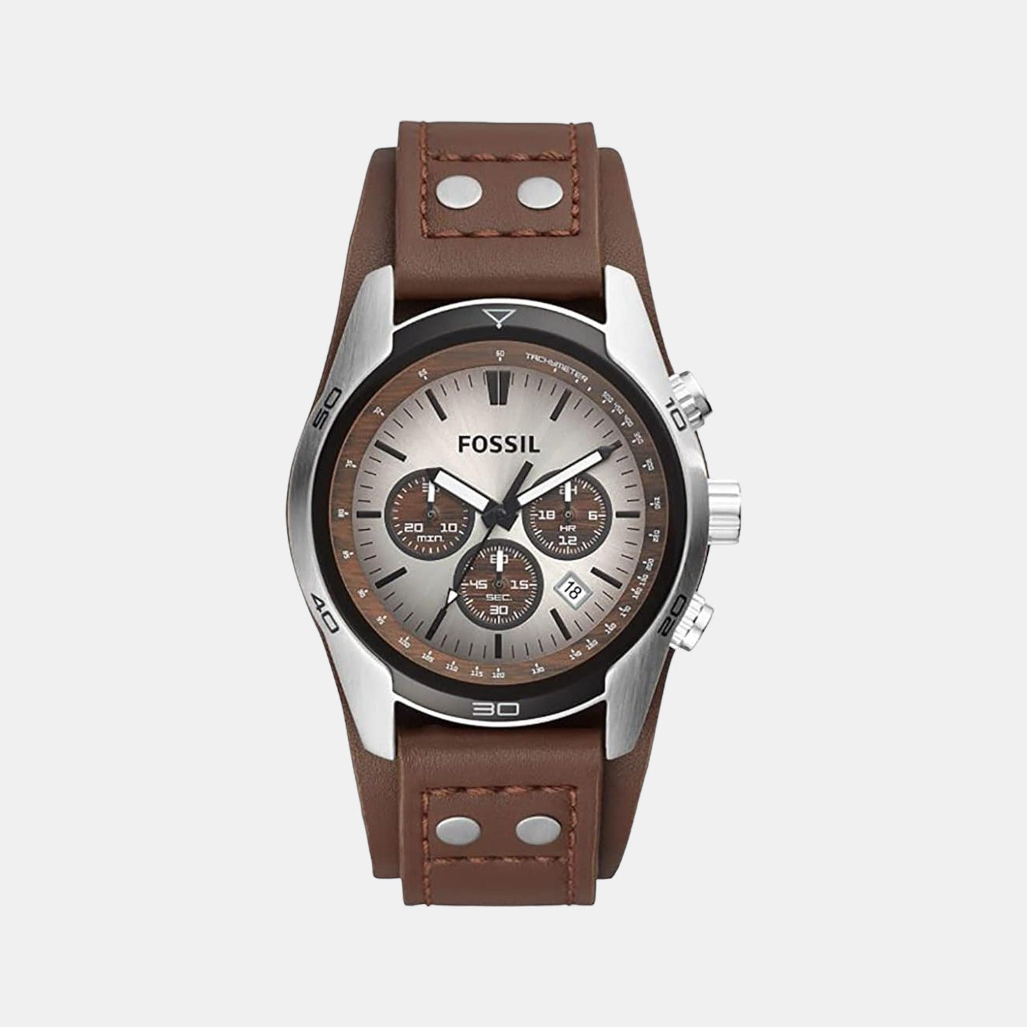 Fossil Round Brown Chronograph watch
