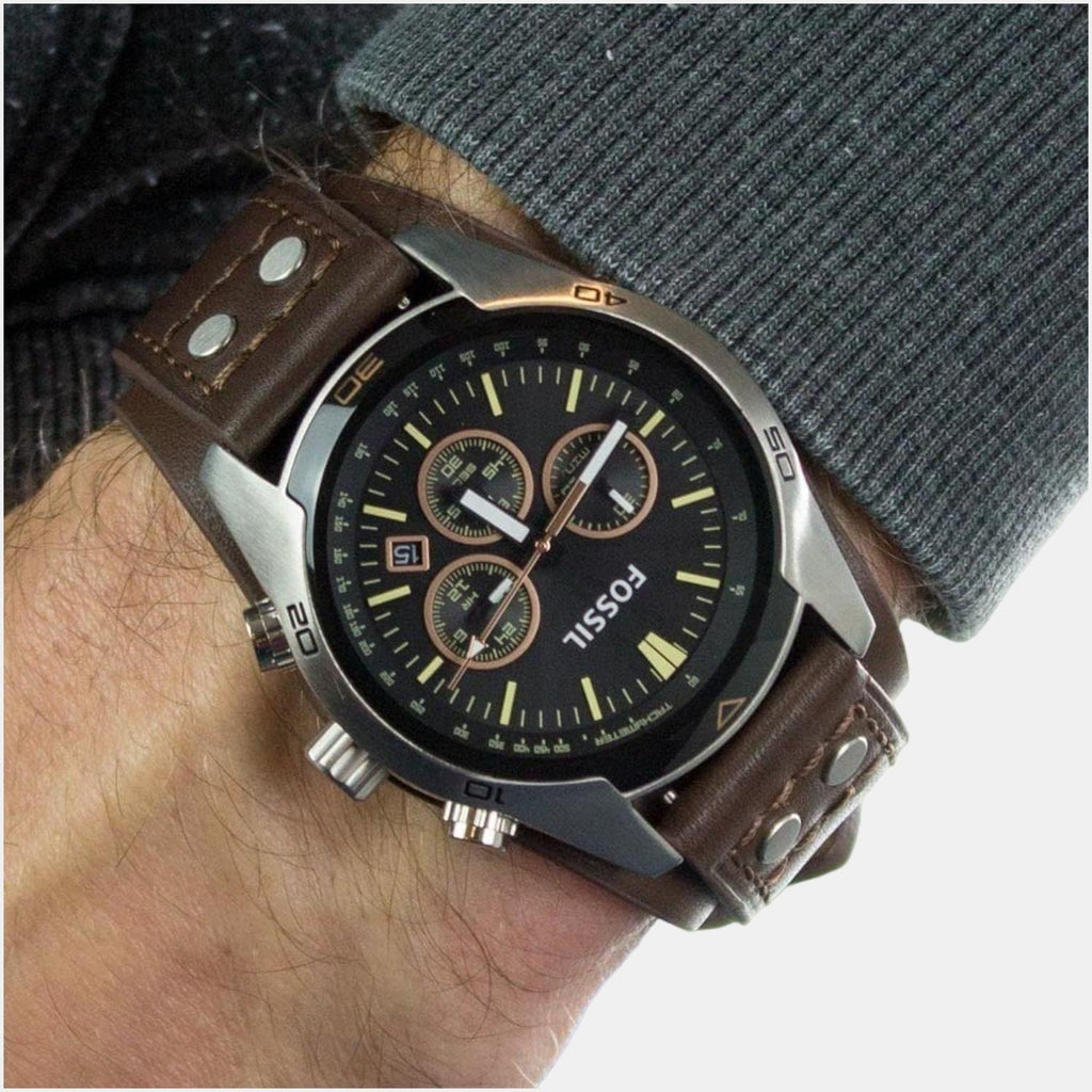 Fs Ch2891 Fossil Coachman Men Quartz Black Dial Chronograph Leather Watch CH2891 ...