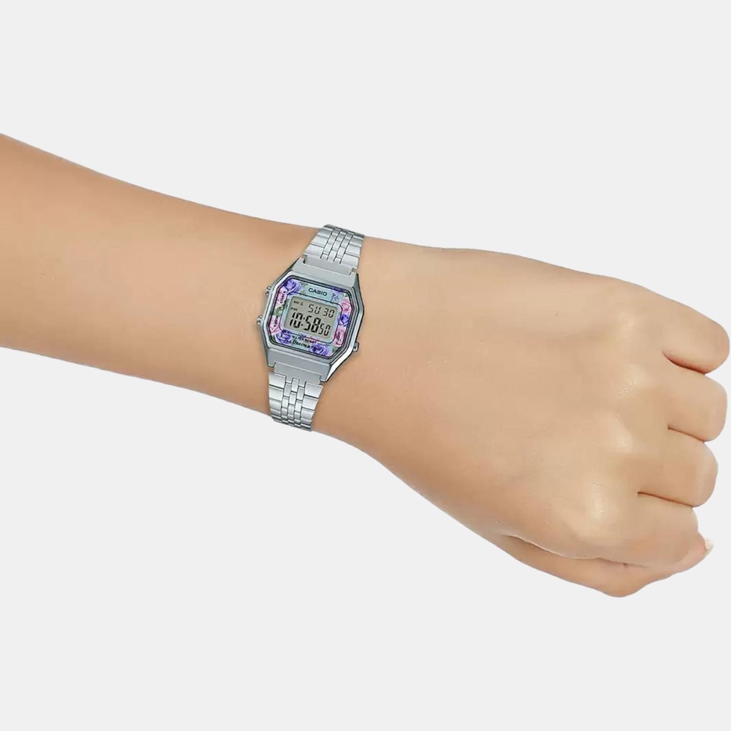 Silver digital watch sales women's