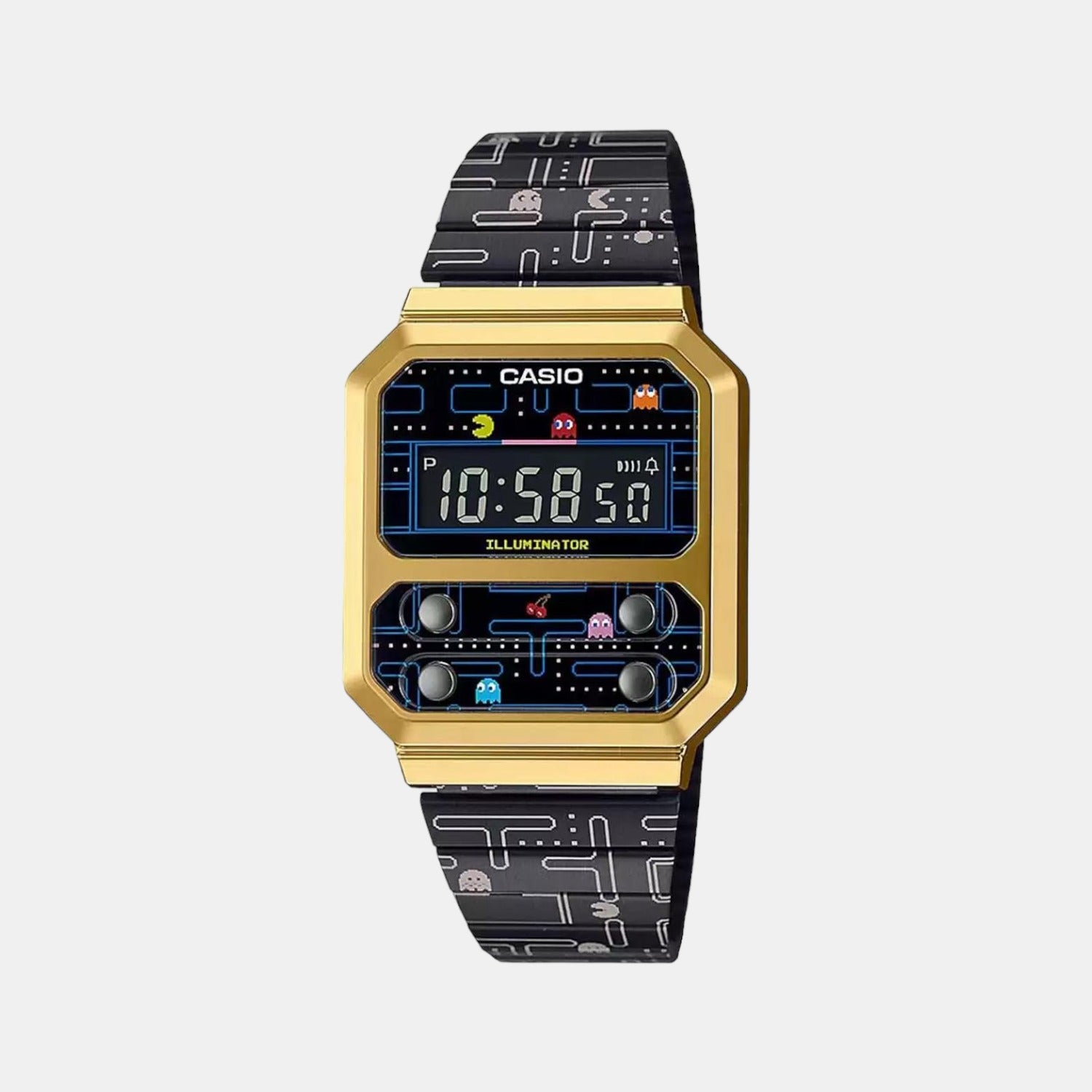 Casio Vintage Unisex Quartz Black Dial Digital Stainless Steel Watch ...