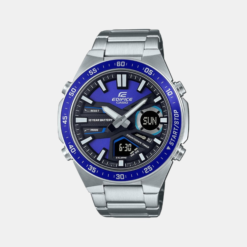 Casio Round Blue Chronograph watch