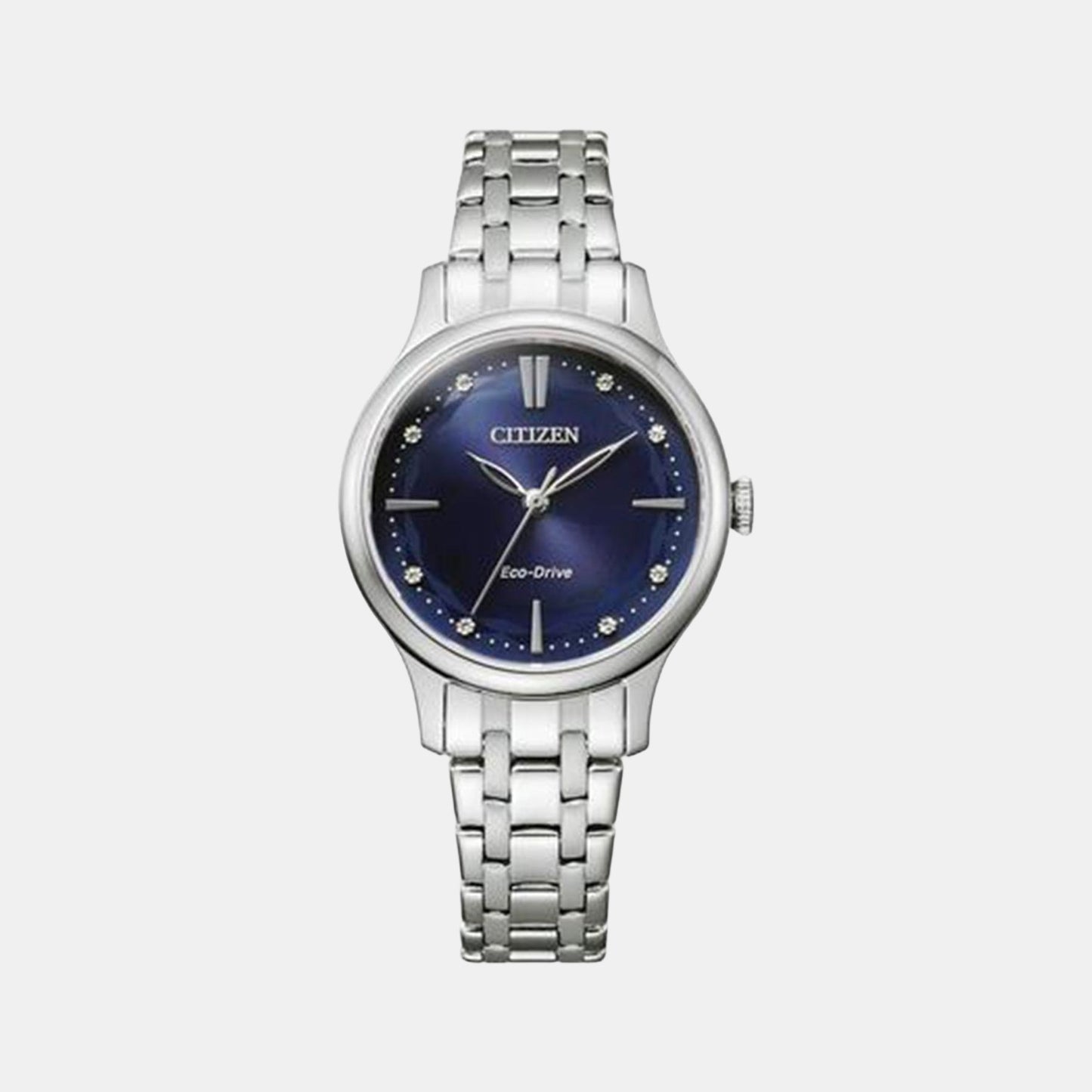 Female Blue Analog Stainless Steel Eco-Drive Watch EM0890-85L