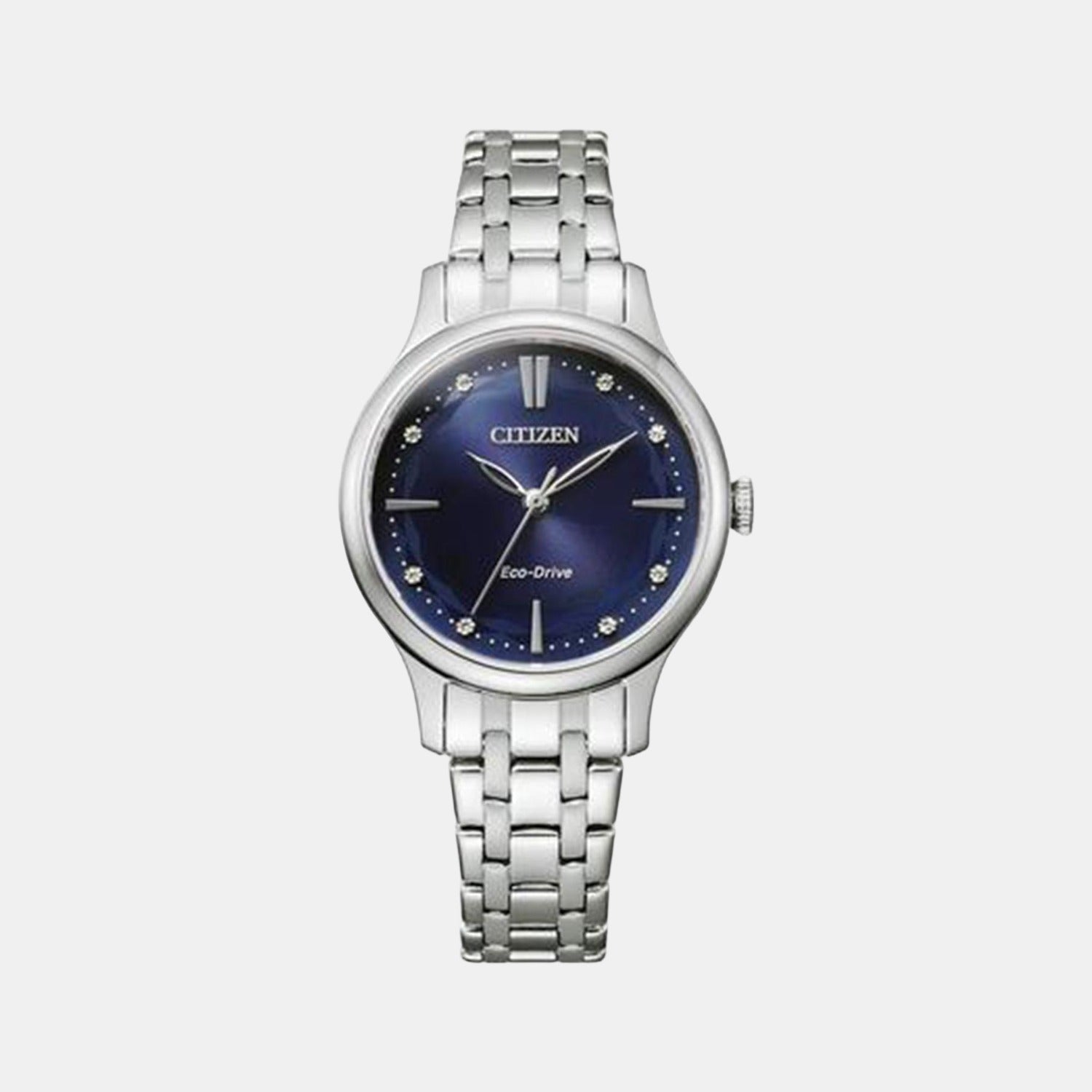 Female Blue Analog Stainless Steel Eco-Drive Watch EM0890-85L