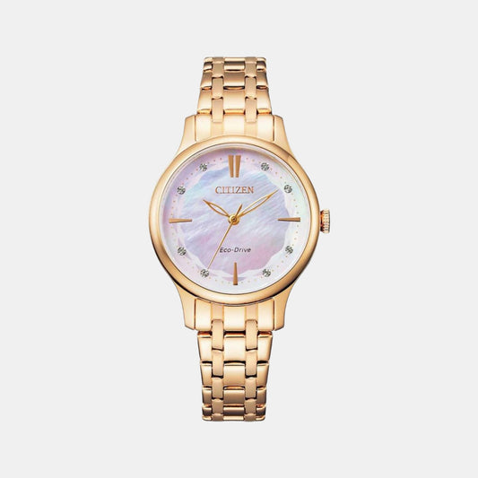 Female Analog Stainless Steel Eco-Drive Watch EM0893-87Y