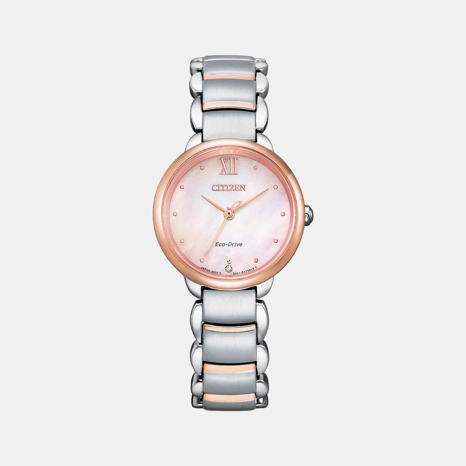 Female Pink Analog Stainless Steel Eco-Drive Watch EM0924-85Y